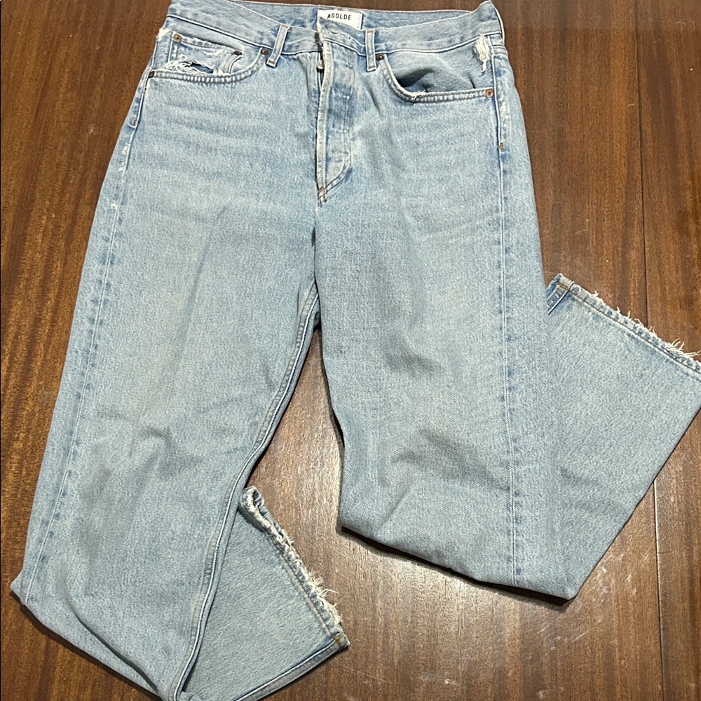 Agolde Women's Classic Light Blue Straight Leg Jeans